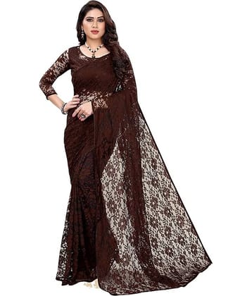 Vkaran Net Dyed Saree With Unstitched Blouse Piece ( Purple )