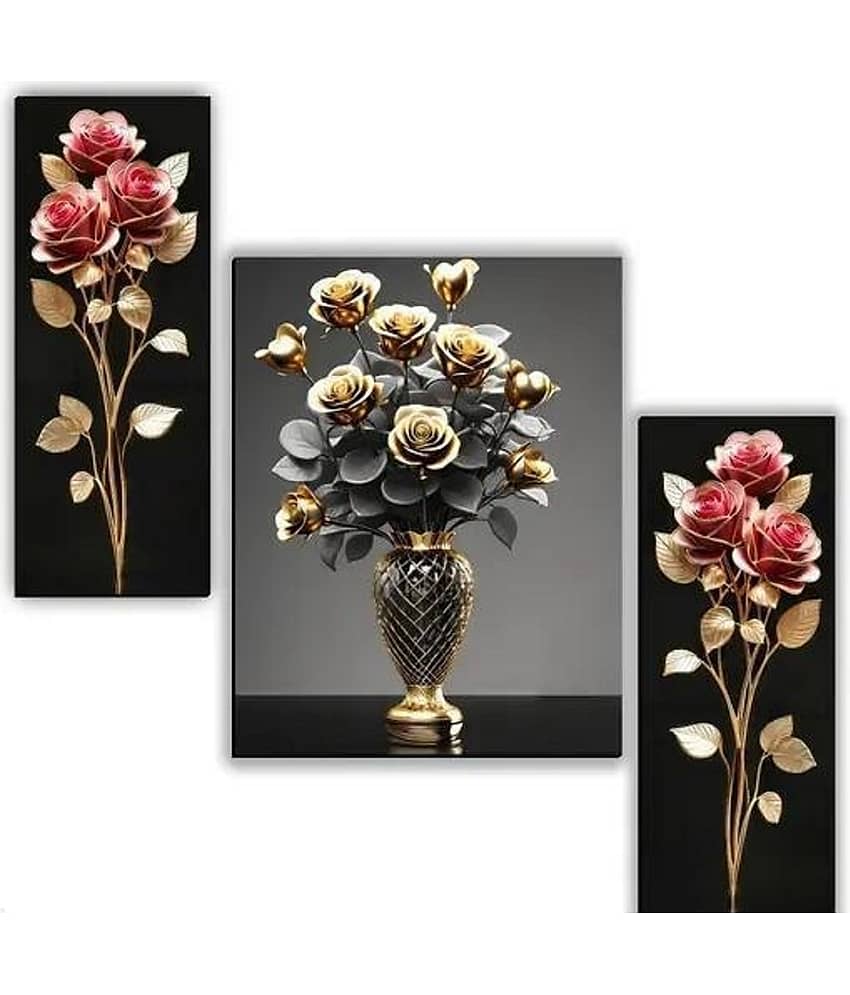 SNDArt Set Of 3 Flower Pots Wall Paintigns For Living Room Gift Items 12x 18 inch