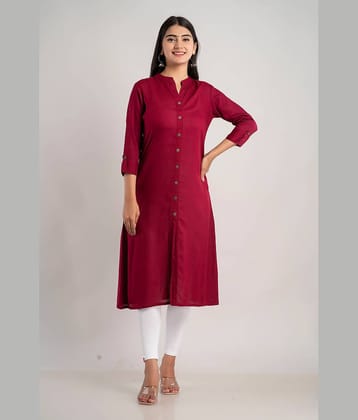 MAUKA - Maroon Rayon Women's Straight Kurti ( Pack of 1 )
