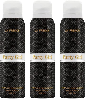 LA FRENCH - LF_Party Girl_Deodorant_150ml_Pack of 3 Deodorant Spray for Unisex 450 ml ( Pack of 3 )