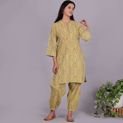 Lime ikat co-ord set with zig-zag pants-XS