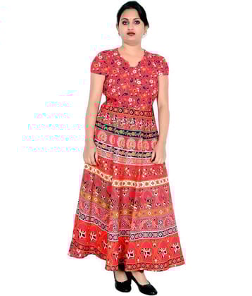 Sttoffa - Red Cotton Women's Flared Kurti