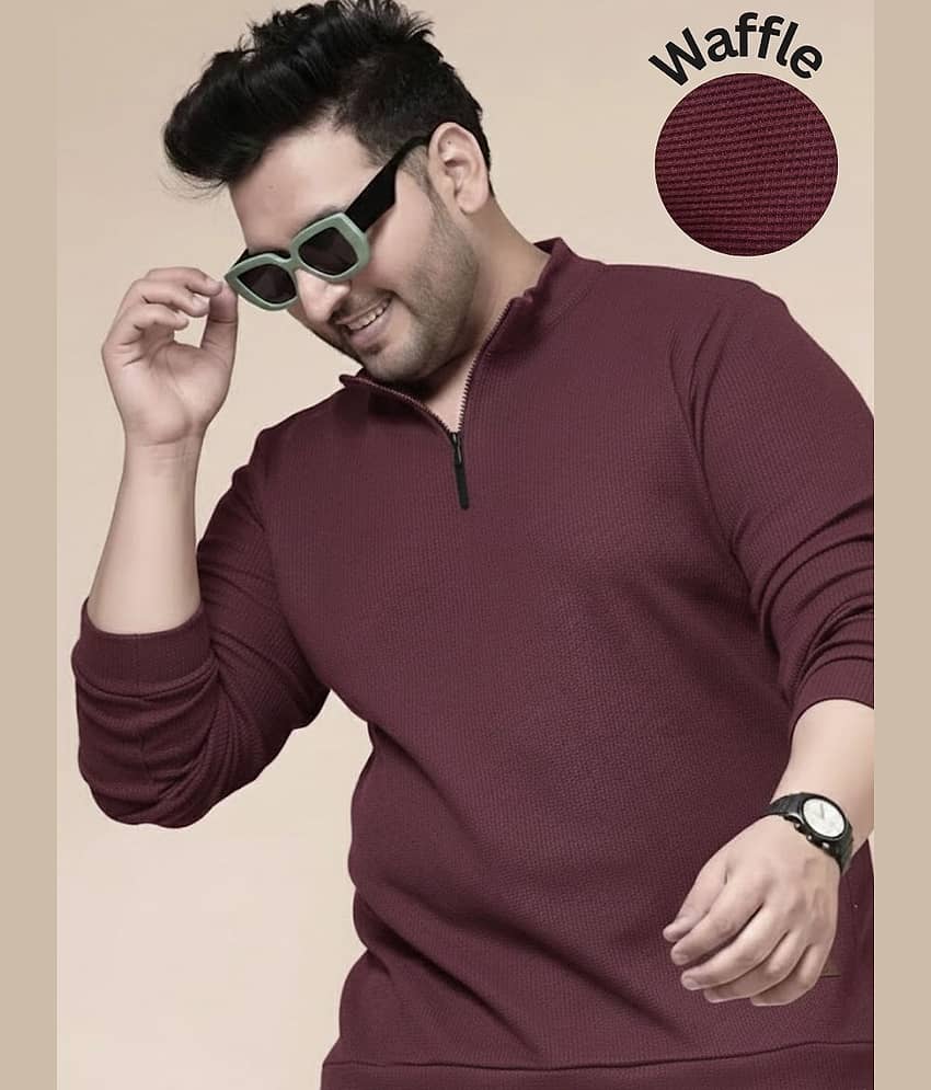Rigo Men Polyester Slim Fit Solid T-Shirt ( Maroon )