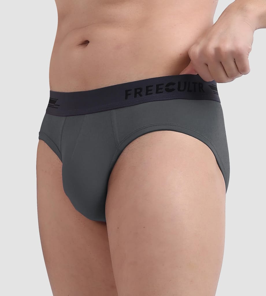 FREECULTR Men's Underwear Anti Bacterial Micromodal Airsoft Brief - Non Itch No Chaffing Sweat Proof Pack of 1-Ash Grey