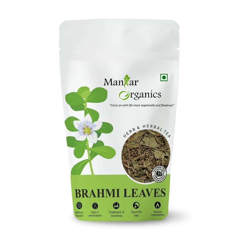 ManHar Organics Dried Brahmi Leaves 100gm | Bacopa Monnieri | Natural Brain Booster & Stress Relief | Ayurveda Herb for Memory & Focus | Edible Grade