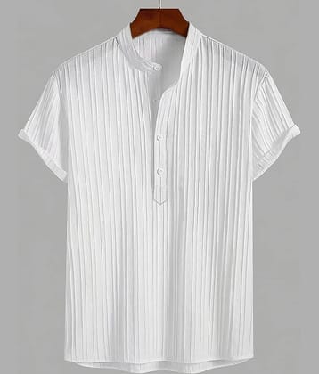 WEBRIC Cotton Blend Regular Fit Striped Half Sleeves Men's Casual Shirt - White ( Pack of 1 )