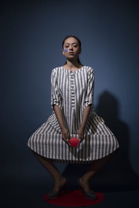 Green White Striped Tunic-S