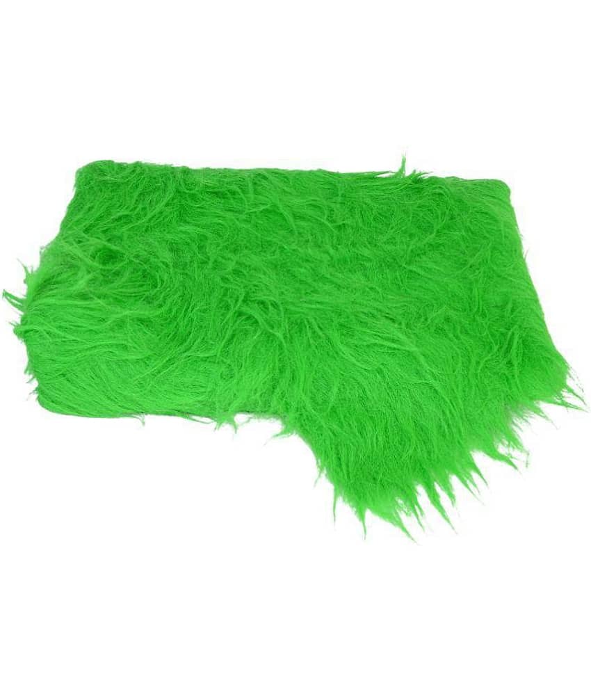 Fur Cloth Parrot Green, Long Hair, Size 38" x 34", 9 Cms Hair Length Used for Dresses, Soft Toys Making, Jackets Etc