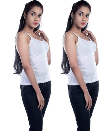 Renox Pack of 2 Cotton Lycra Camisoles ( White )