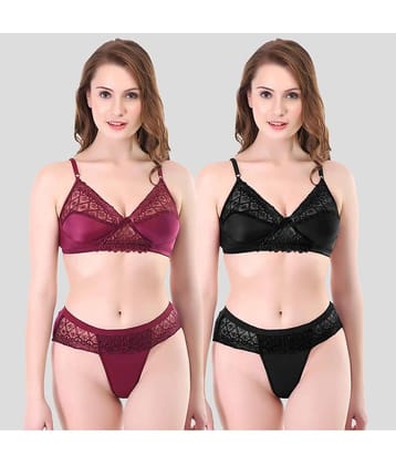 TCG Pack of 2 Cotton Blend Women's Bra & Panty Set ( Multicolor )