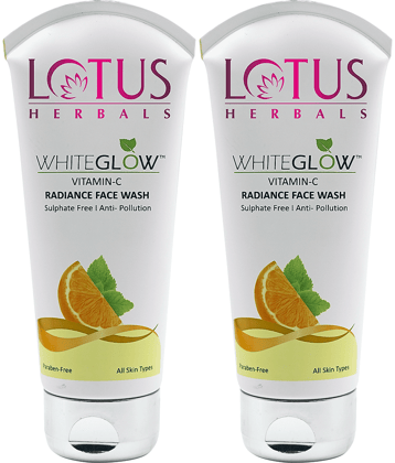 Lotus Herbals Whiteglow Vitamin C Radiance Face Wash , Sulphate Free ,100g (Pack of 2)