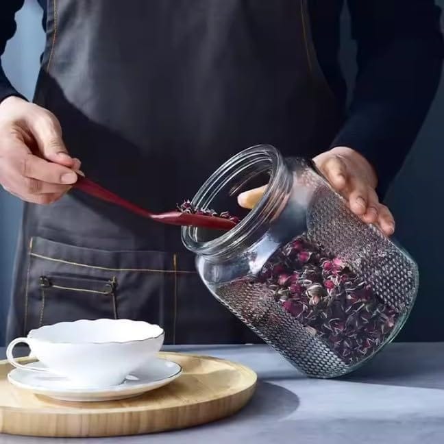 glass container jar with lid | 2.2 Littre | Big Size Pop jar | Kitchen Storage Food Containers For Storing Spices, Jam, Honey, Aachar, Sugar, Coffee, Dried Masala