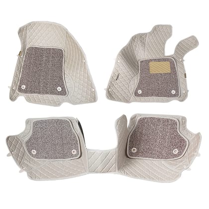 Maruti Ertiga 7D Prime Car Floor Mat, All Weather Proof, Elegant & Stylish, 100% Waterproof & Odorless, Anti-Skid (22mm PU Leather, 2 Rows)-Beige