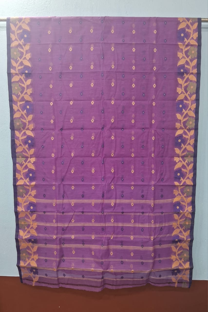 Bengal Cotton Tangail Saree | Purple