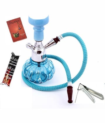 beingnawab Blue 20 cm Glass Table Hookah - Pack of 1