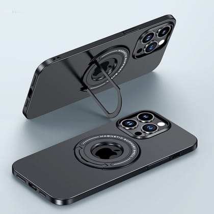 iPhone Series Luxury Magnetic Shell Case With Metal Stand-iPhone 13 Pro / Black