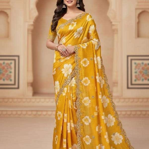 Premium Mustard Festive Saree Lightweight
