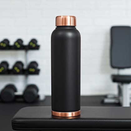 Pure Copper Drinking Bottle 900 ML | Anti-Bacterial Ayurvedic Bottle , Height : 10 Inch (BCMAS175 C)