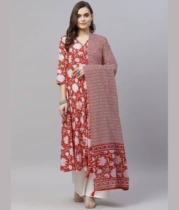 miravan - Red Cotton Women's Angrakha Kurti ( Pack of 1 )