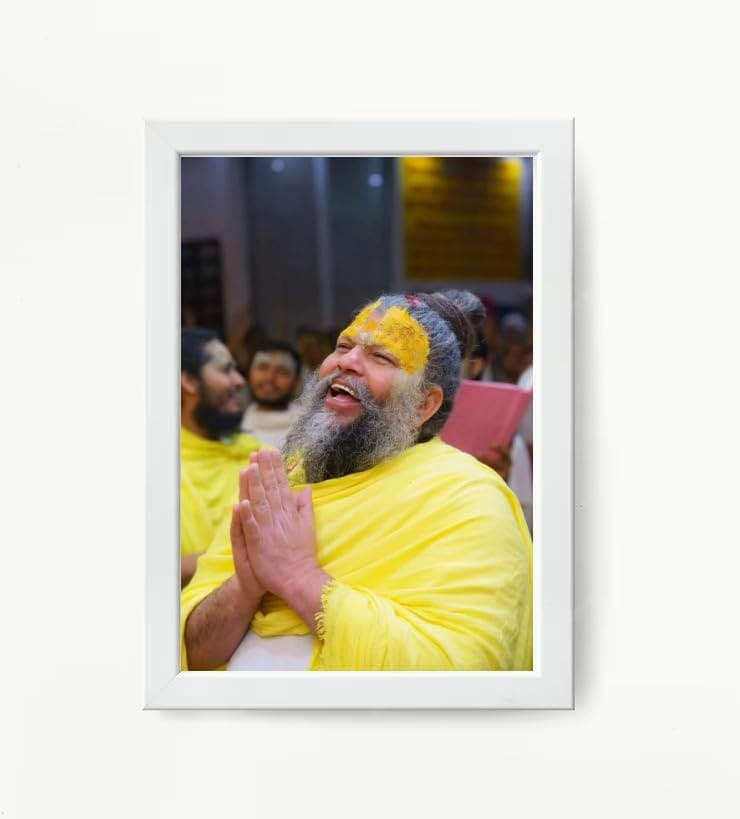 NOKKES Premanand Ji Maharaj White Religious Photo frame 5X7 Inch Photo Frame_WEW51