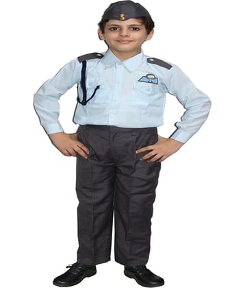 Kaku Fancy Dresses Our Community Helper Pilot Costume -Sky Blue & Grey, 3-4 Years, For Boys & Girls