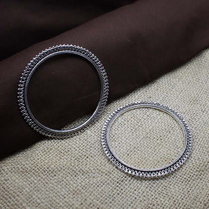 Indian Boho Style Real Sterling Silver Women Oxidized Bangles Pair-6 CM (2.36 Inch) 2.6