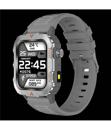 SKYRISE Sports Edition Smartwatch | Heart Rate | Steps | Wireless Charging Smartwatch (GREY Strap, 1.73 Inch Big Sunlight Proof Display)
