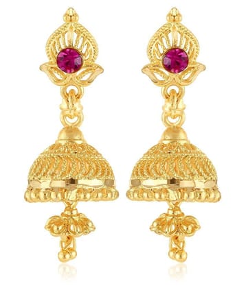 Traditional wear, Wedding and Party wear South Screw back alloy Gold Plated Jhumki Earring for Women and Girls - Golden