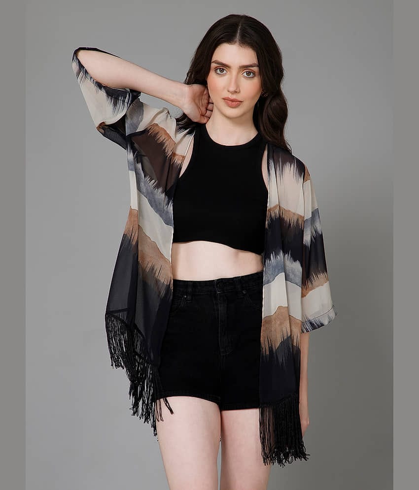 Purys Polyester Blend Free Size Women's White Shrug