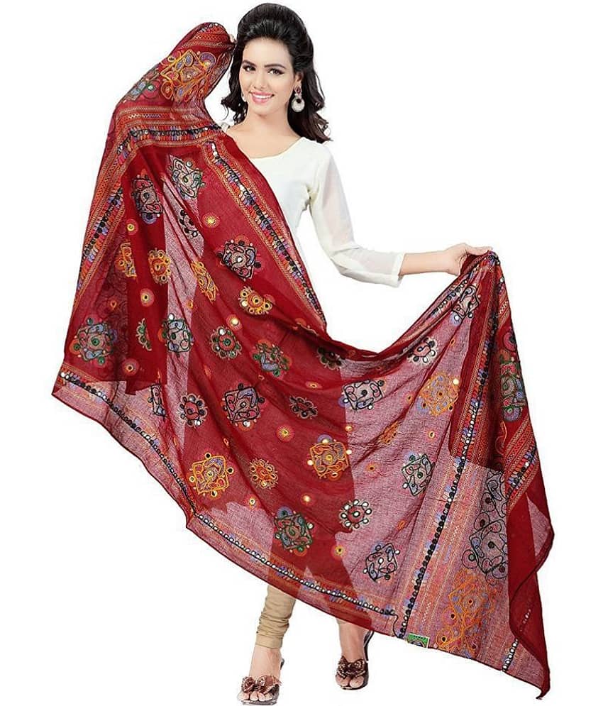 Apratim Maroon Cotton Dupatta