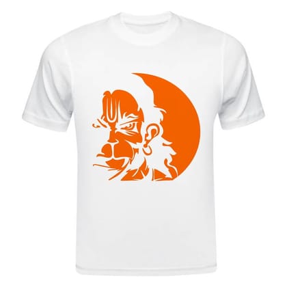 TERA MERA GIFT, Shri Hanuman Jayanti Graphic T-Shirt, White Polyster, Religious Festival Design AA15