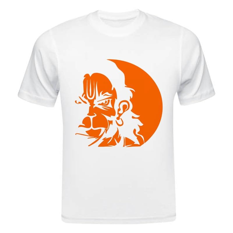 TERA MERA GIFT, Shri Hanuman Jayanti Graphic T-Shirt, White Polyster, Religious Festival Design AA15