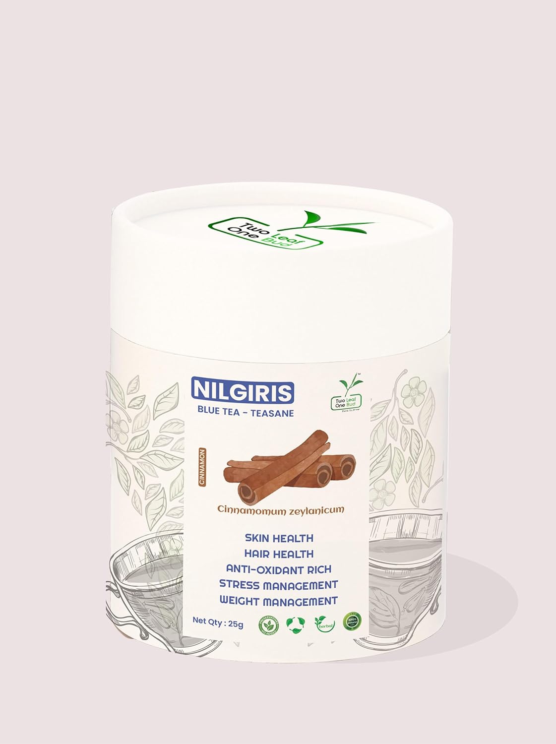 Two Leaf One Bud Nilgris Blue Tea - Teasane - Cinnamon 25 Gms