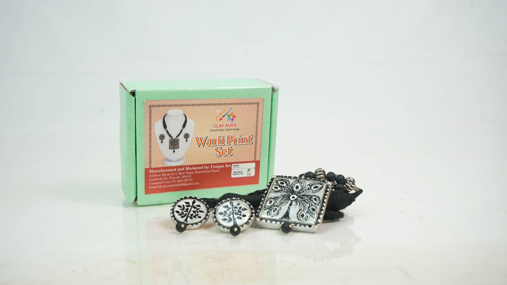 Warli Print Necklace & Earring Set | Traditional Tribal-Inspired Jewellery