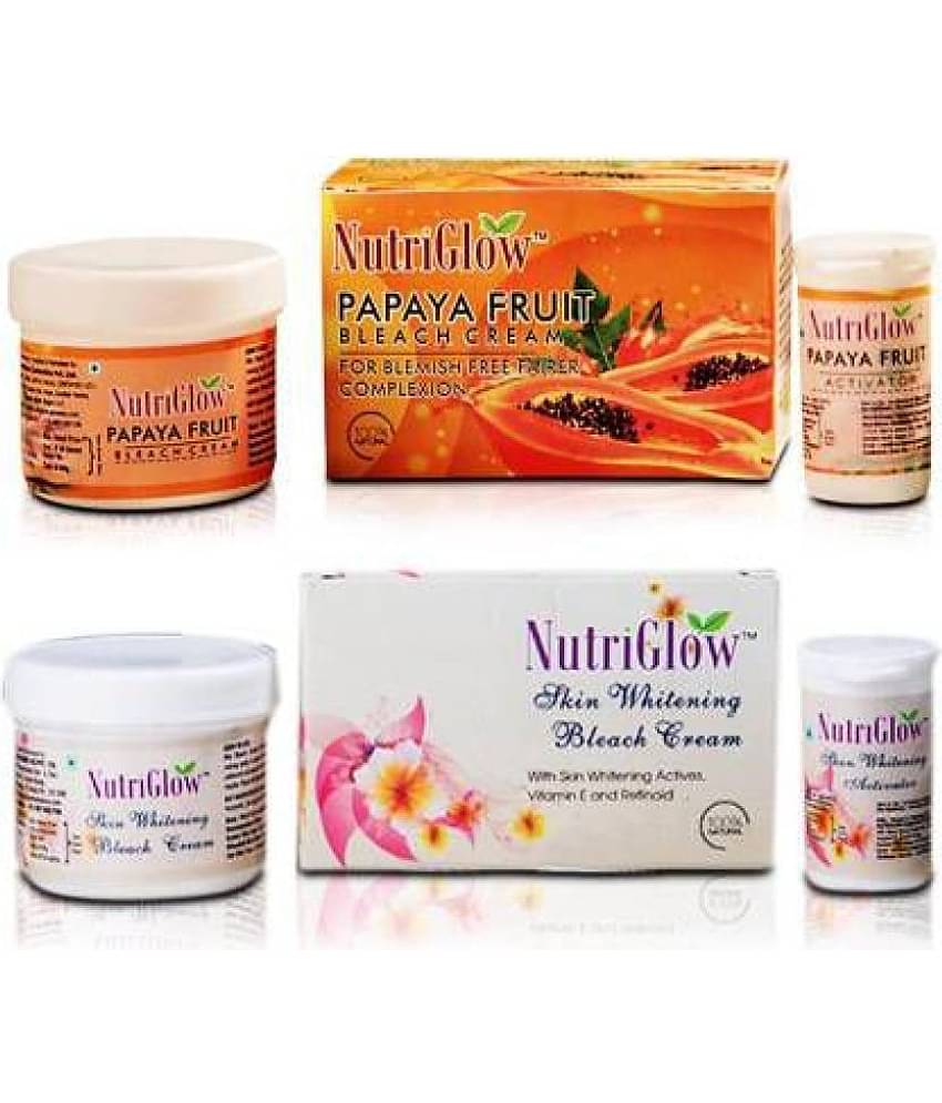 Nutriglow Skin Whitening Bleach Cream + Papaya Bleach Cream, All Skin Type Each 43gm (Pack of 2)