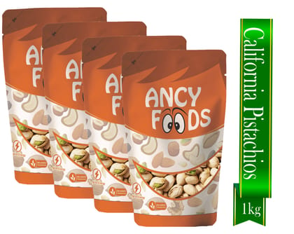 Ancy Roasted and Salted Pistachios 1000 Grams (250 Grams X 4) – Tasty Crunchy Healthy Nut Snack | Pista Dry Fruit | Rich in Protein, Fiber & Antioxidants | Great for Kids During Study Time an