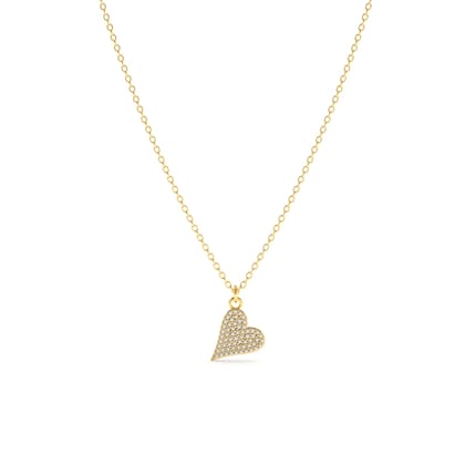 Tilted Heart Necklace-18k Gold Plated