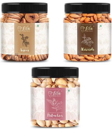 Lila Dry Fruits Figs (500gm),Almond(500gm) & Pistachios(500 gm) Combo | Kaju Badam Pista Combo