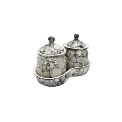 Khurja Pottery Jar + Tray Grey 3D 2+1