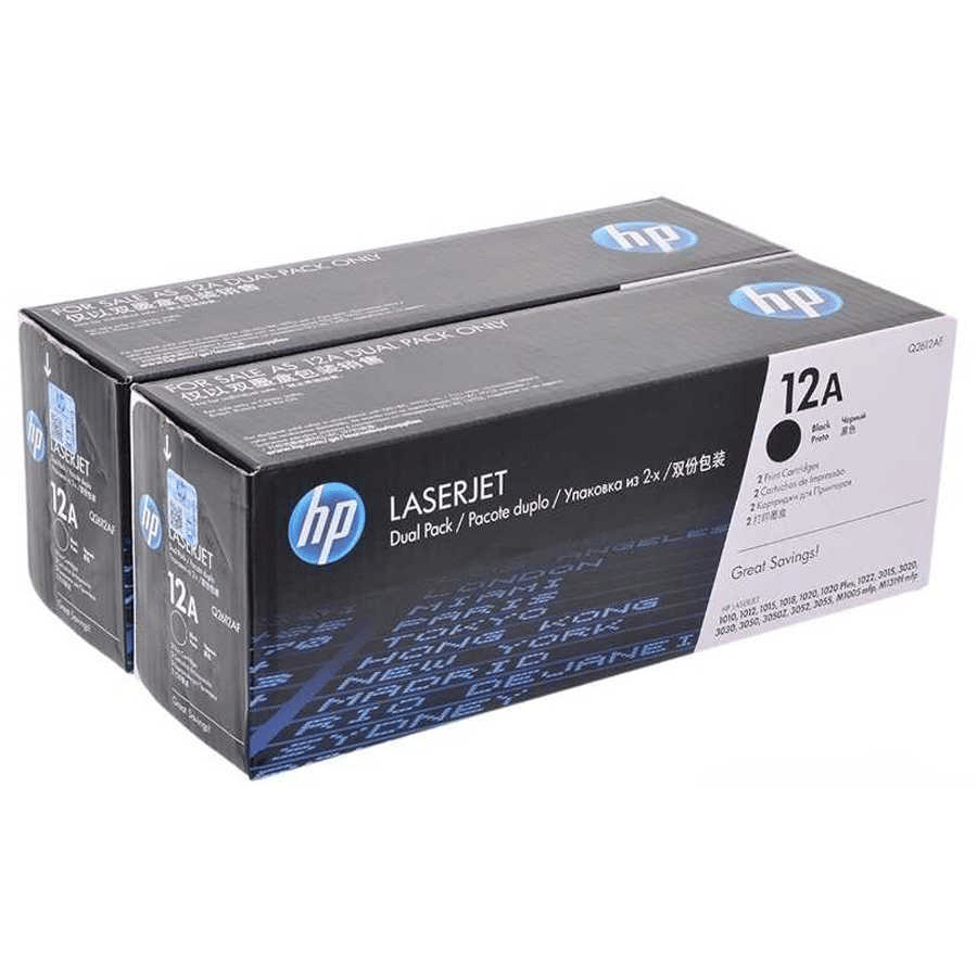 HP 2612A Black Toner Cartridge Dual Pack (Pack of 2) -Compatible with HP LaserJet 1010, 1020, 1022, M1005, M1319 Printers