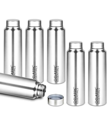 Classic Essentials Inox Spring Silver Fridge Water Bottle 1000 mL ( Set of 6 )
