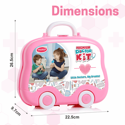 Chanak's Doctor Suitcase Wheel with LED Light (Pink Instruments )