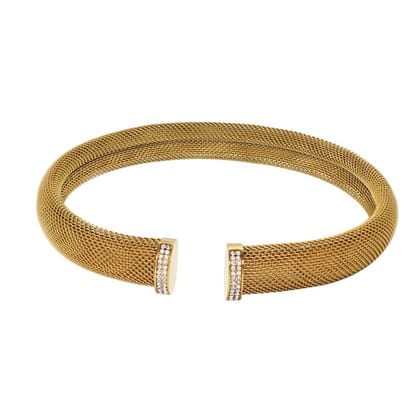 Mesh American Diamond 18K Gold Anti Tarnish Stainless Steel Choker Necklace For Women-Necklace