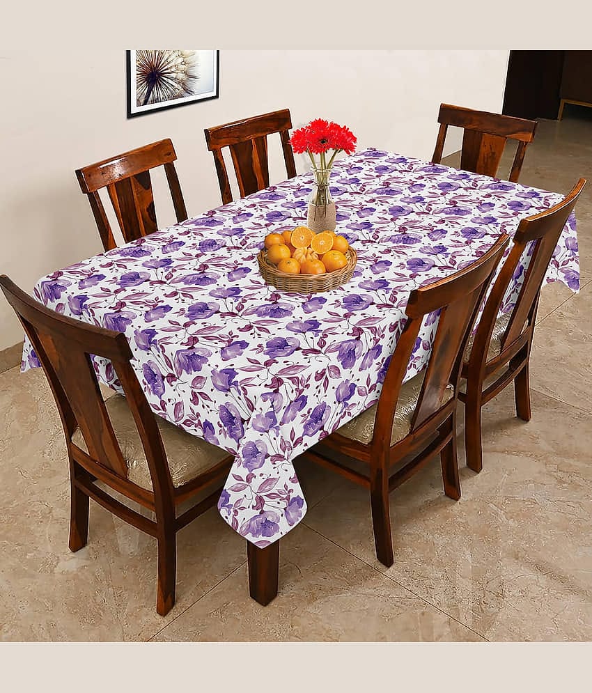 Oasis Hometex Printed Cotton 8 Seater Rectangle Table Cover ( 228 x 152 ) cm Pack of 1 Purple