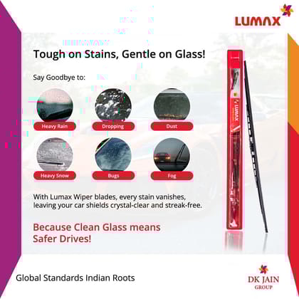 Lumax Standard Wiper Blade 16" and 20" | Front Windshield Wiper Blade | Graphite & Teflon Coated | Standard Wiper Set for Maruti Suzuki Wagon R (2019), Hyundai Santro, and Toyota Corolla Lumax Standard Wiper Blade 16" and 20" | Front Windshield Wiper Blade | Graphite & Teflon Coated | Standard Wiper Set for Maruti Suzuki Wagon R (2019), Hyundai Santro, and Toyota Corolla