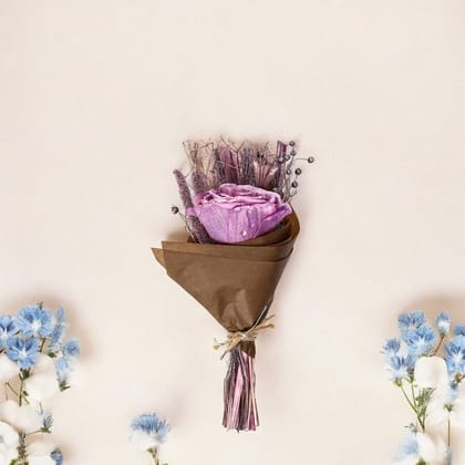 Mini Dried Flower Bouquet with Lavender Rose  21.5g Lightweight Handmade Floral Decor for Gifting & Home Styling