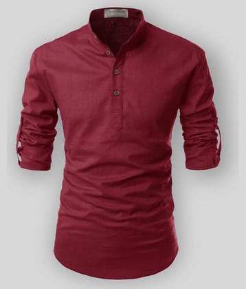 Life Roads - Sky Blue Cotton Men's Shirt Style Kurta ( Pack of 1 )