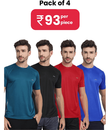 FTX Pack of 4 Polyester Regular Fit Men's T-Shirt ( Multicolor8 )