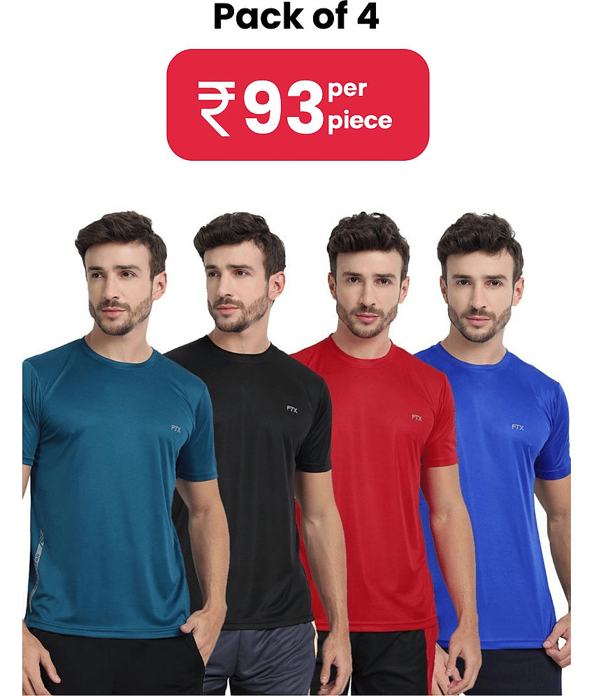 FTX Pack of 4 Polyester Regular Fit Men's T-Shirt ( Multicolor8 )