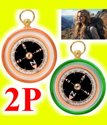 2 Piece Military Hiking Camping Lens Magnetic Compass